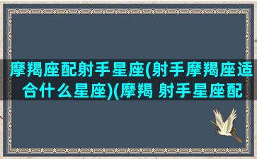 摩羯座配射手星座(射手摩羯座适合什么星座)(摩羯 射手星座配对)